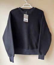 Everlane the ReNew Fleece Oversized Crew Neck in Black Size Small