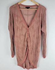 H By Halston Metallic 1/2 Button Up Cardigan Pink Long Sleeve Pink Gold Size S