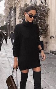 Polo Ralph Lauren black washable merino wool blend turtleneck sweater dress S​