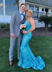 Portia and  Teal Mermaid Gown