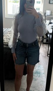 Forever 21 Sheer Ruffle Sleeve Sweater Top