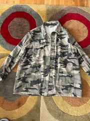 Army Camo Camouflage Print Shacket Shirt Jacket Size Large