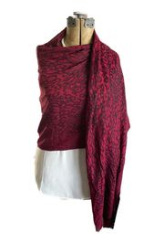 Calvin Klein deep red & black weave animal print scarf/wrap