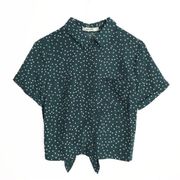 Mod Ref Clarke Top in Green Polka Dots Size: Medium