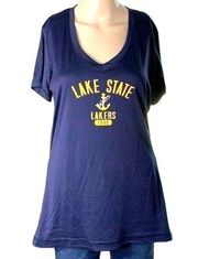 Champion  Womens T Shirt Jersey Lake Superior State Lakers V Neck Navy Blue XL