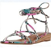 Vince Camuto Sandals Womens Size 7.5 Multicolor Faux Leather Strappy Wedges