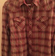 Kuhl red plaid button down long sleeve shirt, size Large