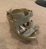 Super cute Mossimo Size 5.5 Gold Wedge Strappy Sandals (Worn once) Like New