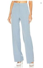 New WeWoreWhat Women's Blue Storm Relaxed Wide Leg Suiting Twill Trouser Pants 0