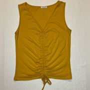 Ruched V-Neck Tank M in Yellow Gold w/ Adjustable Tie Detail