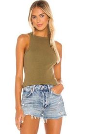 NEW AGOLDE RIB OLIVE TANK SZ EXTRA SMALL XS