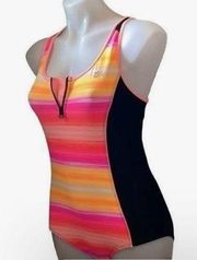 ZEROXPOSUR ZX Swim zipper front racer back key hole one piece NEW size 16 1/2