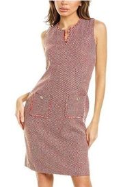 Karl Lagerfeld tonal Tweed Sheath red, black, & white Dress Size 6