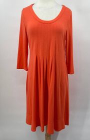 Soft Surroundings Bonnie Dress Scoop Neck Pullover Jersey Knit Orange Coral L