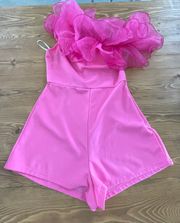 Pink One Shoulder Romper