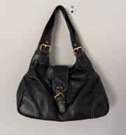 Black Soft Leather Buckle Bag Purse 