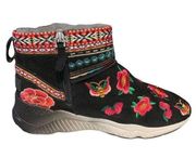 Ash Bootie Suede Multi-Color Embroidered Floral/Geometric Pattern, New-Tiny Flaw