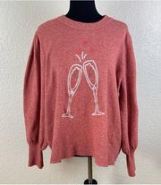 Lauren Conrad “Champagne Toast” Pink Sweater Balloon Sleeve Women’s Plus 2XL