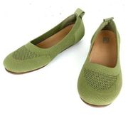 Fitflop Allegro Tonal Knit Ballerinas Flats Olive Green Stretchy Round Toe 8.5
