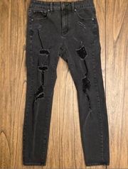 Women’s Aeropostale Black High Rise Distressed Ripped Jeggings Size 10