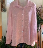 BLAIR Boutique 2 Piece Tank and Cover Blouse Pink Floral Design Size XL