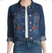 Bagatelle Floral Embroidered Denim Trucker Jacket