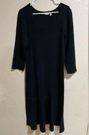 Soft surroundings Raffinato black knit midi dress TM tall medium (8-10)