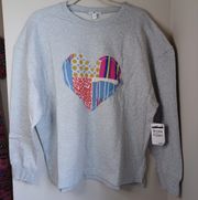 NWT Nordstrom BP Patchwork Heart Crewneck Sweatshirt