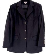 LL bean wool cashmere blazer black size 14