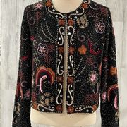 La Bellum by Hillary Scott Fully Embellished Beaded Jacket NWT Size Medium Black