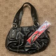 Black Nine West Hobo Shoulder Bag Purse & Tropical Red Silk Scarf