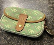 Dooney & Bourke Green Monogram Leather Trim Clutch W/ Out Strap