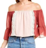 NWT Tularosa Alexa Off the Shoulder Crop Top Revolve Size Small Pink Lace
