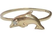 14K Yellow Gold Dolphin Dainty Thin Band Ring Sz 5.25