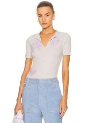 ACNE STUDIOS Embroidered Crop Tee in Ice Blue Small New Womens Tshirt Blouse Top