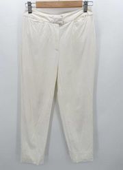 Piazza Sempione Pants Women SIZE 4 White Brigitte Back Cuff Slit High Rise