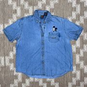 Vintage Mickey Mouse denim embroidered button down