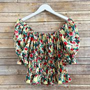 Joy Joy Colorful Floral Off The Shoulder Crop Top Size XS