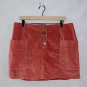 Urban Outfitters BDG Orange Corduroy High Waisted Button Front A-line Mini Skirt