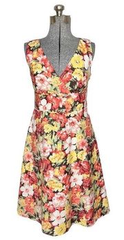 Ann Taylor Factory Floral V Neck Midi Tea Party A Line Dress