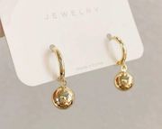 18K Gold Plated Small Round Ball Dangle Drop Earrings for Women