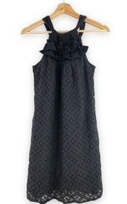 ella moss - Black Crochet Overlay Halter Dress - XS