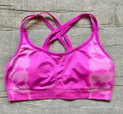 PINK Barbiecore Retro Tie Dye Ombre Racerback Cupped Retro Sports Bra L