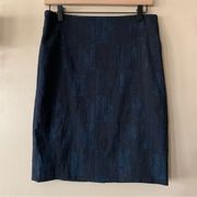 MM Lafleur Black and Blue Pencil Skirt Size 4