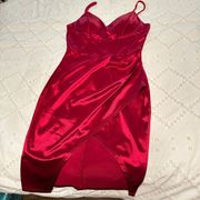 NWT Red Sexy Boutique Dress Satin Stretchy