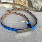 Calvin Klein bright blue slim belt silver buckle (waist 40 inches)