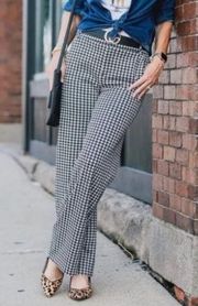 CAbi Houndstooth Wide Leg Trouser Pants Style 3921R Black and White Size 8