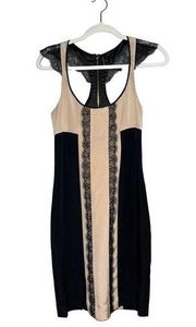 Jay Godfrey Holden Slim Racer Back Dress Silk Lace Black Nude Size 4