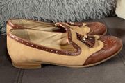 Brown and Tan Leather Loafers Size 9