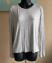 Wrap back keyhole stretchy soft long sleeve tee breezy size medium large gray